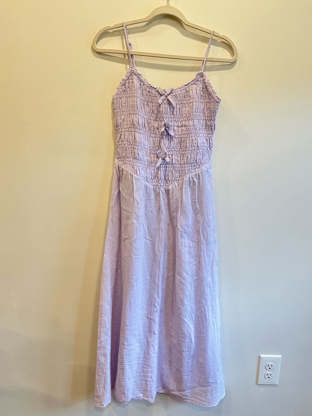 American Eagle AE Lavender Bella Bow Smocked Midi Dress XS NWT - Picture 2 of 7